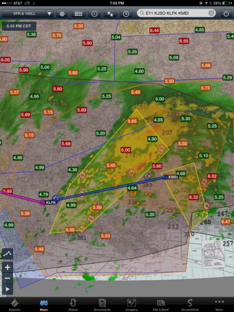 Significant weather along our route - SIGMETs, AIRMETS and precip