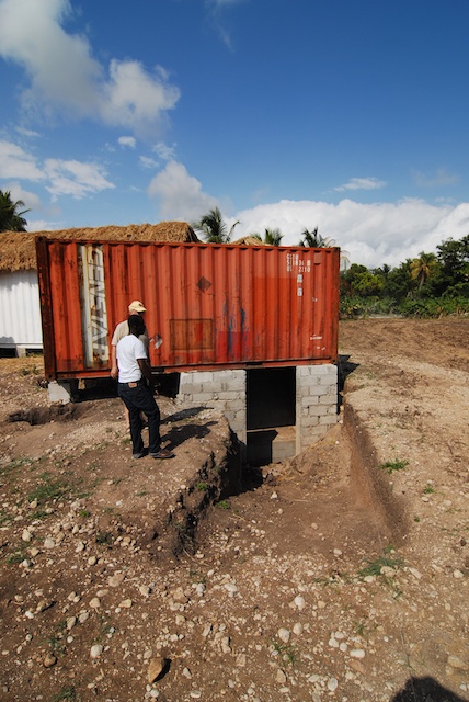 Composting toilet using a shipping container
