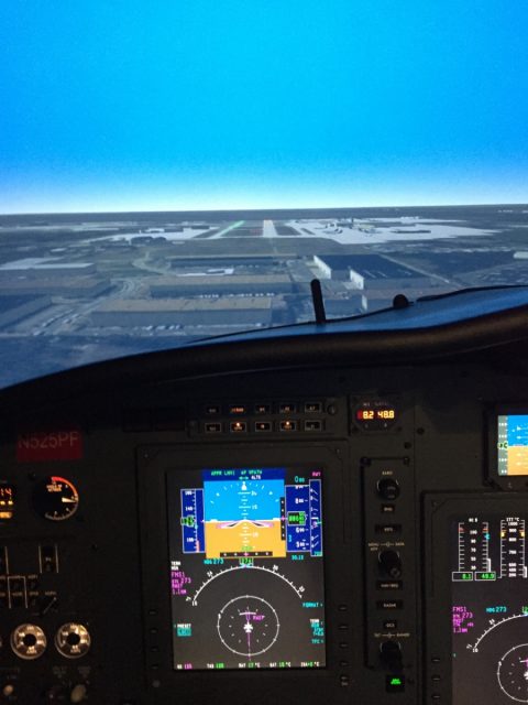 On final at Memphis in the CJ3 Citation recurrent training simulator