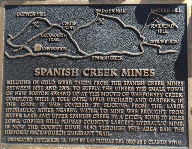 Spanish Creek Mines Interpretive Sign. 